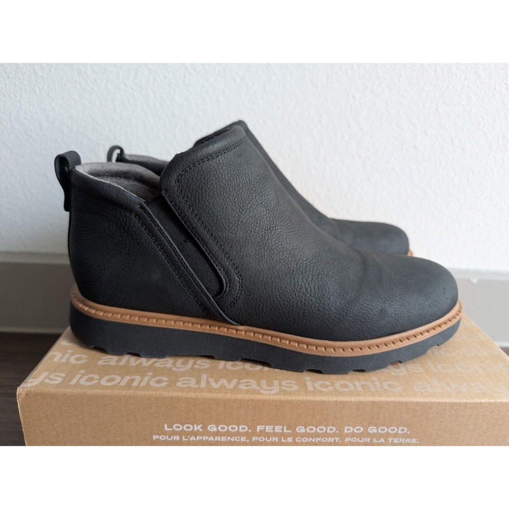 Dr. Scholls Women Boots 8.5M‎ Margo Lug Sole Chelsea Booties Black Faux Leather